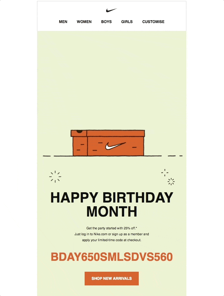 Animated GIF in the email by Nike