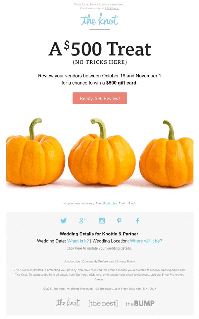 Animated GIF in the email by The Knot