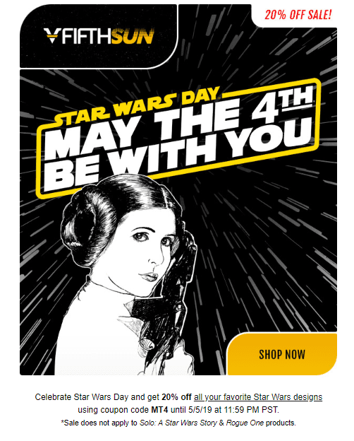 Star Wars Day email example